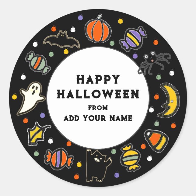 Happy Halloween-Geschenktags Runder Aufkleber (Vorderseite)