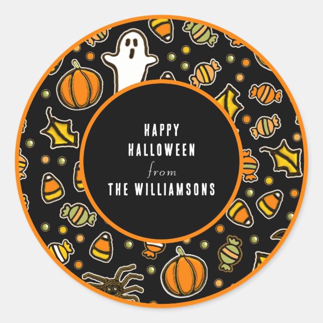Happy Halloween-Geschenktags Runder Aufkleber (Vorderseite)