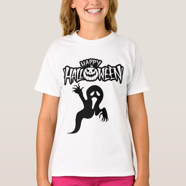 Happy Halloween Gespenst T-Shirt (Vorderseite)