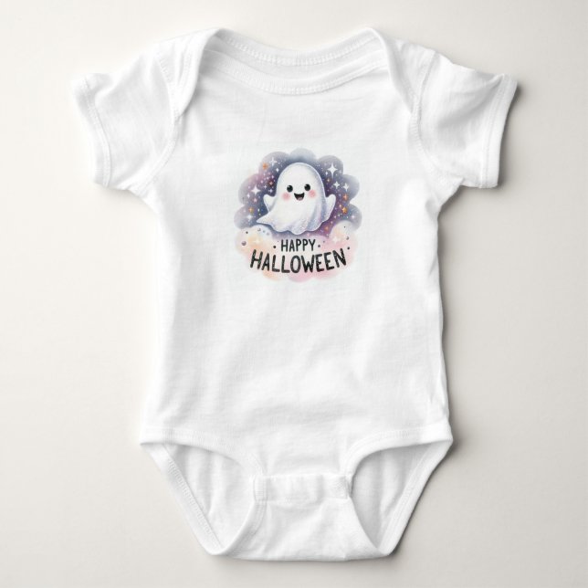 Happy Halloween Ghost Baby Strampler (Vorderseite)