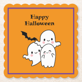 Happy Halloween Ghost Bat Orange Lila Untersetzer