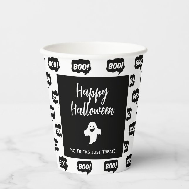 Happy Halloween Ghost boo keine Tricks nur Leckere Pappbecher (Vorderseite)