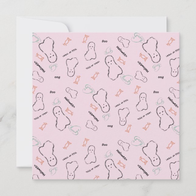 Happy Halloween Ghost Candy Hand Lettering Pink (Vorderseite)