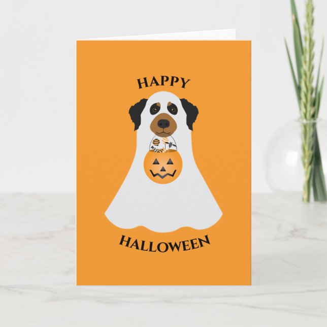 Happy Halloween Ghost Dog Karte (Vorderseite)