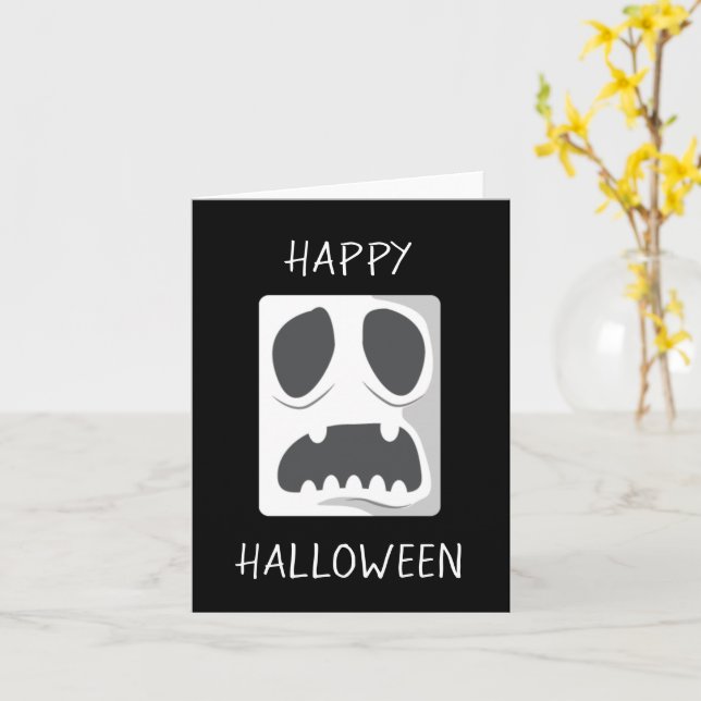 Happy Halloween Ghost Face Karte (Gelbe Blume)