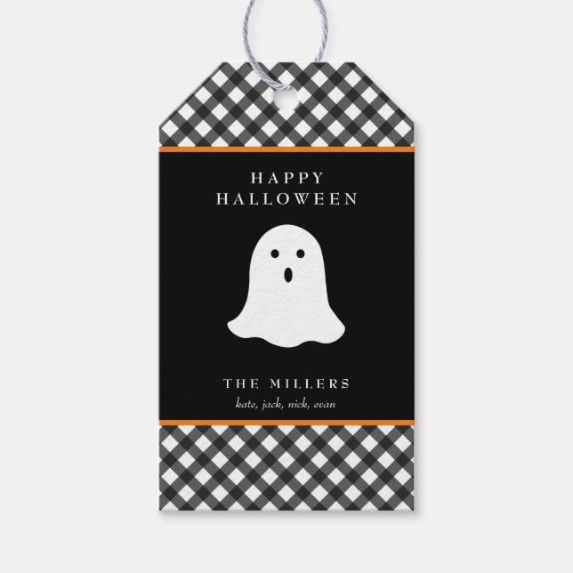 Happy Halloween Ghost-Geschenkmarke Geschenksiegel Geschenkanhänger (Vorderseite)