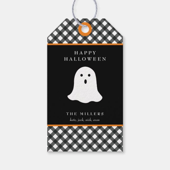Happy Halloween Ghost-Geschenkmarke Geschenksiegel Geschenkanhänger (Vorderseite)