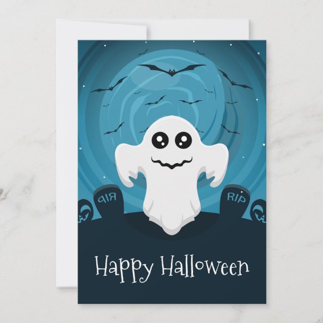 Happy Halloween Ghost Holiday Card Feiertagskarte (Vorderseite)
