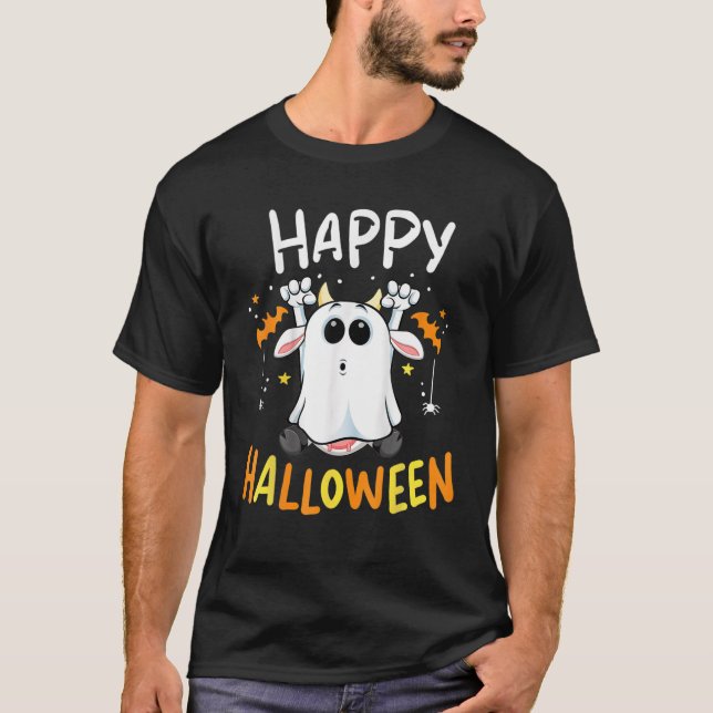Happy Halloween Ghost Kuh Gastgeber Kuh Halloween  T-Shirt (Vorderseite)