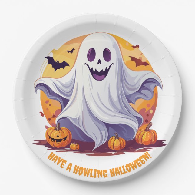 Happy Halloween Ghost Pappteller (Vorderseite)
