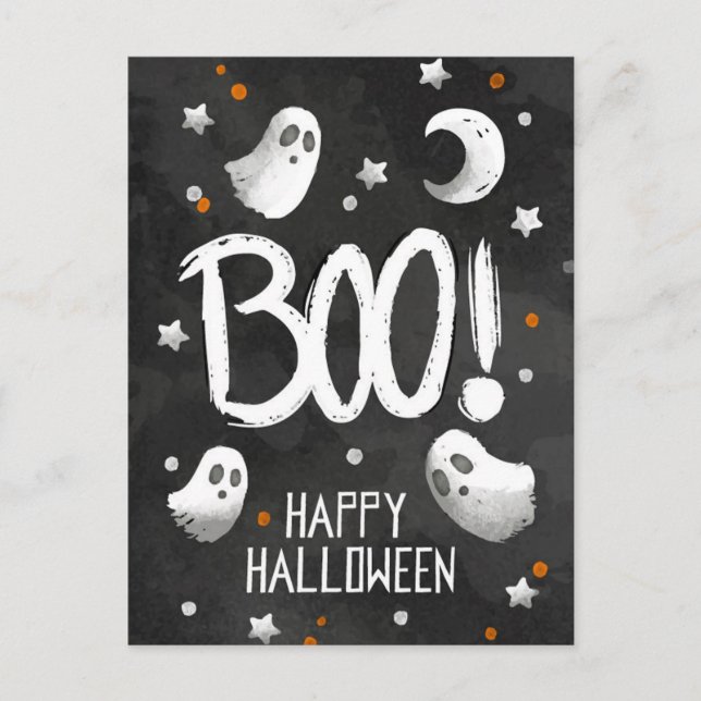 Happy Halloween Ghost Postkarte (Vorderseite)