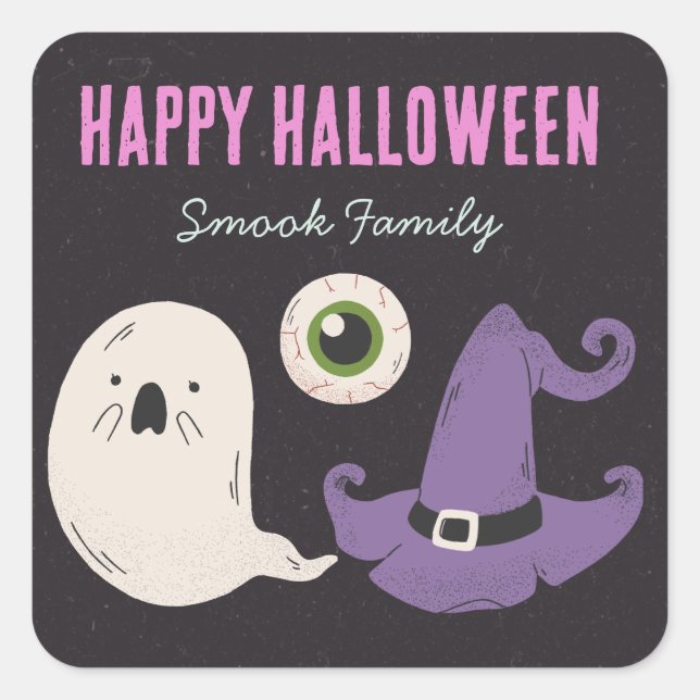 Happy Halloween GHOST Quadratischer Aufkleber (Vorderseite)