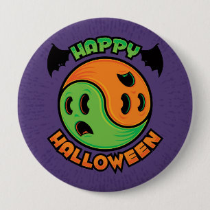 Happy Halloween Ghost Yin-Yang Button