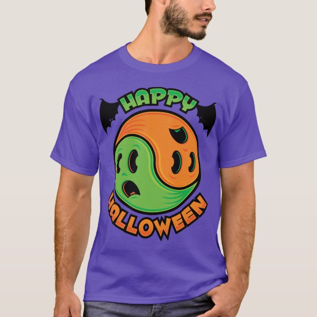 Happy Halloween Ghost Yin-Yang T-Shirt (Vorderseite)