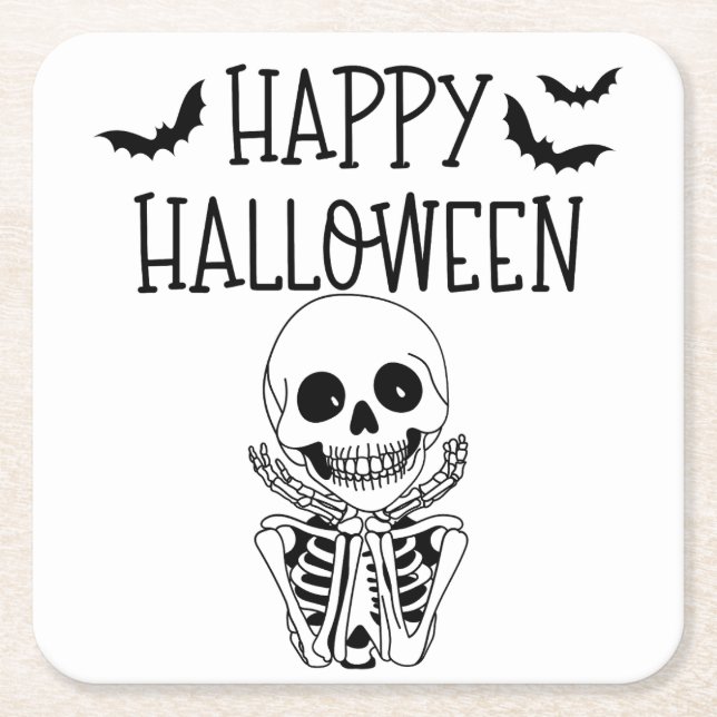 Happy-Halloween-Glasunterglas Rechteckiger Pappuntersetzer (Vorderseite)