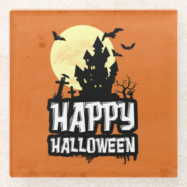 Happy Halloween Glasuntersetzer (Vorderseite)