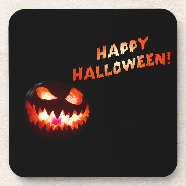 HAPPY HALLOWEEN - Glühender Jack-O-Lantern Getränkeuntersetzer (Vorderseite)