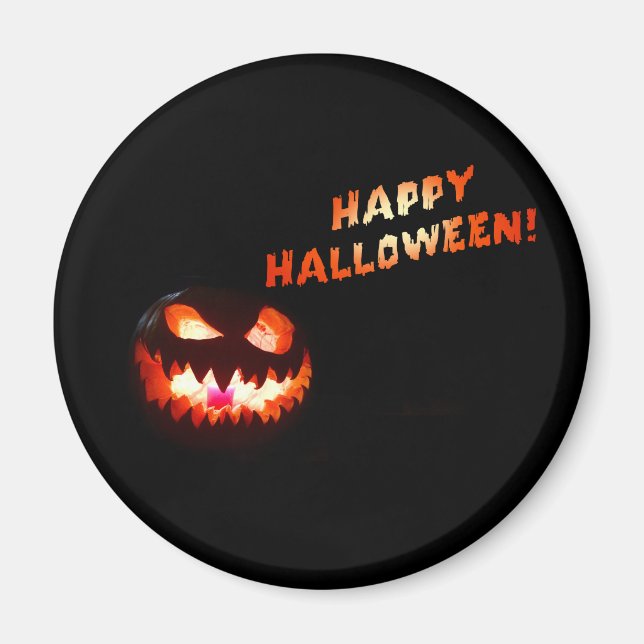 HAPPY HALLOWEEN - Glühender Jack-O-Lantern Magnet (Vorne)