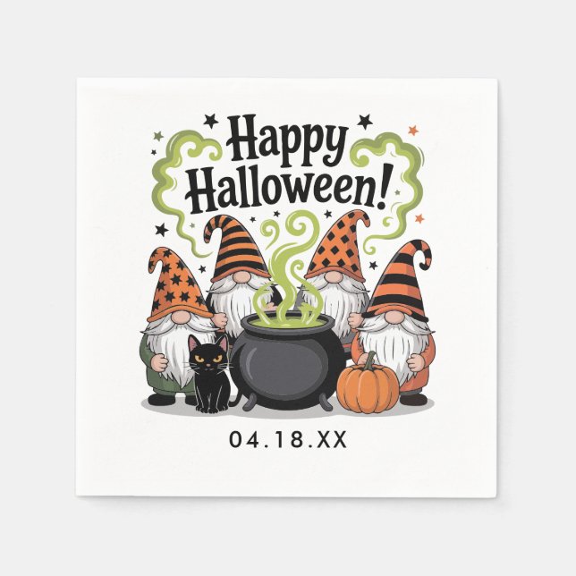Happy Halloween Gnome | Niedliches und festliches  Serviette (Vorderseite)