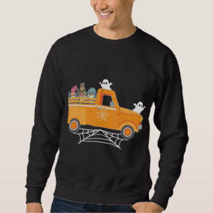 Happy Halloween Gnome Truck Drive Spooky Gnome Cre Sweatshirt