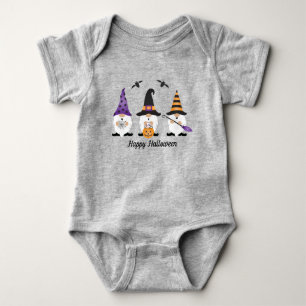Happy Halloween Gnomes Lila Orange Baby Strampler