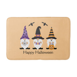 Happy Halloween Gnomes Lila Orange Badematte