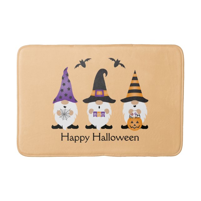 Happy Halloween Gnomes Lila Orange Badematte (Vorderseite)