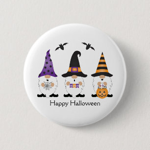 Happy Halloween Gnomes Lila Orange Button
