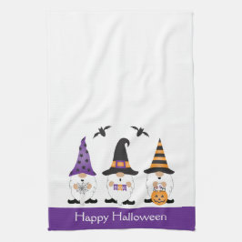 Happy Halloween Gnomes Lila Orange Geschirrtuch