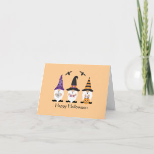Happy Halloween Gnomes Lila Orange Karte