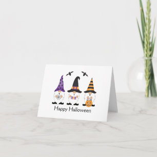 Happy Halloween Gnomes Lila Orange Karte