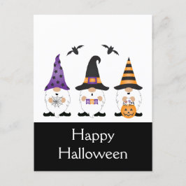 Happy Halloween Gnomes Lila Orange Postkarte