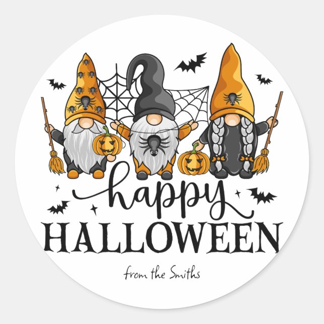 Happy Halloween Gnomes Runder Aufkleber (Vorderseite)