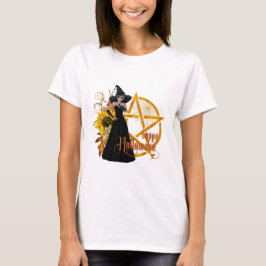 Happy Halloween Golden Pentagram Hexe T-Shirt