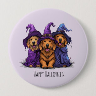 Happy Halloween Golden Retriever Hunde Hexen Button