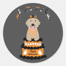 Happy Halloween Golden Retriever Spooky Ghost Boo Runder Aufkleber