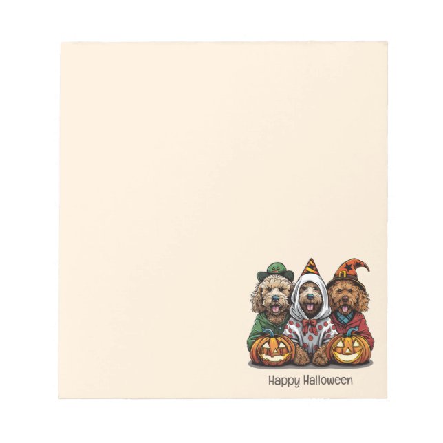 Happy Halloween Goldendoodle Hunde Notizblock (Vorderseite)