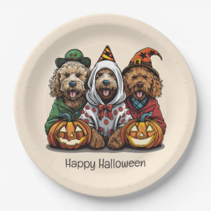 Happy Halloween Goldendoodle Hunde Pappteller