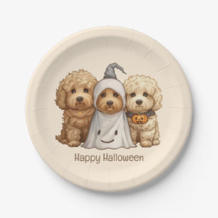 Happy Halloween Goldendoodle Hunde Pappteller
