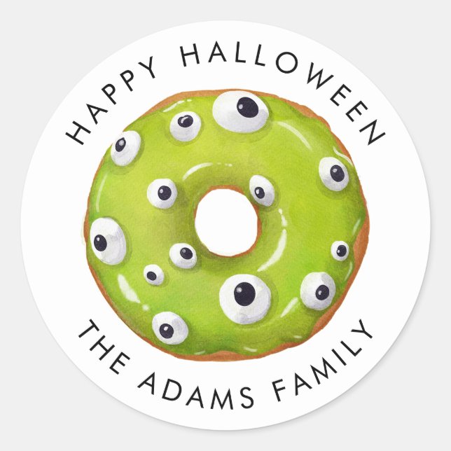 Happy Halloween Gooey Green Donut Runder Aufkleber (Vorderseite)