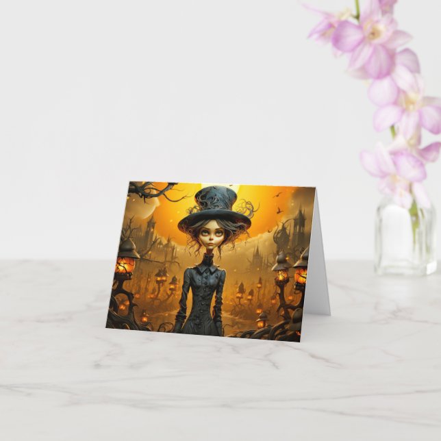 Happy Halloween Gothic Witch Design Karte (Orchidee)