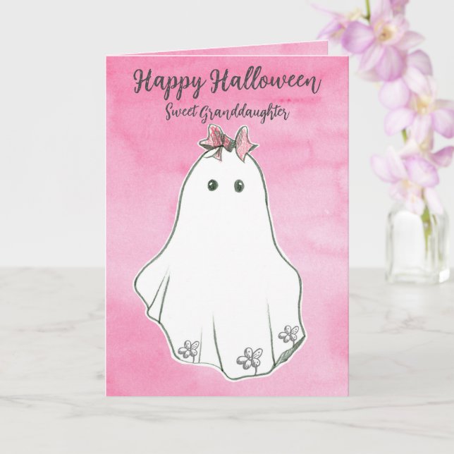 Happy Halloween Grandtochter Ghost Pinkoween Karte (Orchidee)