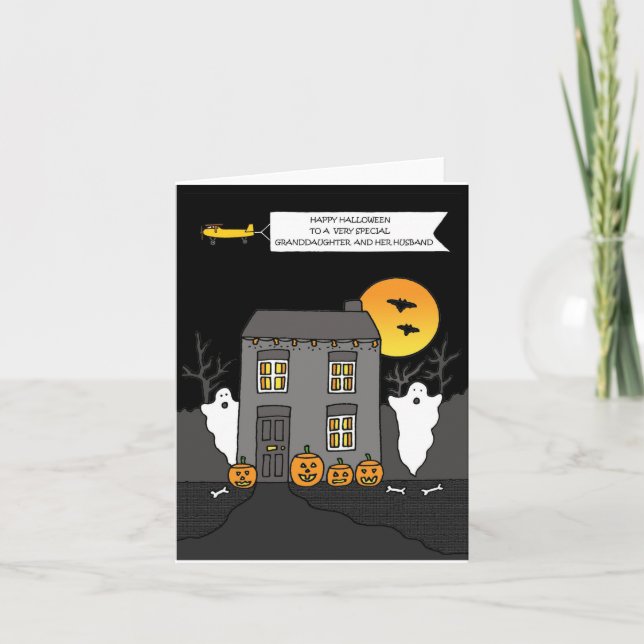 Happy Halloween Grandtochter und Husband Karte (Vorderseite)