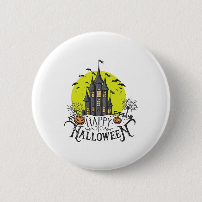 happy Halloween, Halloween party, funny Halloween  Button (Vorderseite)