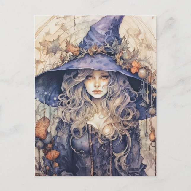 Happy Halloween | Herbsthexe Postkarte (Vorderseite)