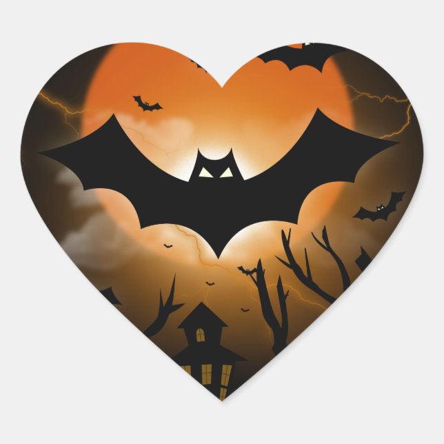 Happy Halloween Herz-Aufkleber (Vorderseite)