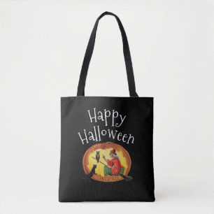 Happy Halloween, Hexe, Black Cat und Owl Tasche