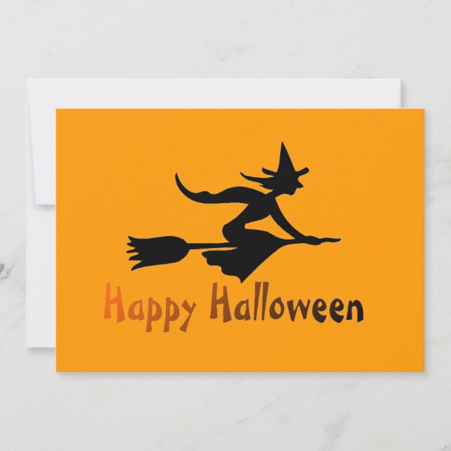 Happy Halloween Hexe Karte (Vorderseite)