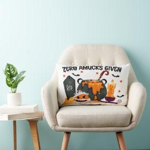 Happy Halloween Hexe mit ihrem Broom Orange Throw Lendenkissen