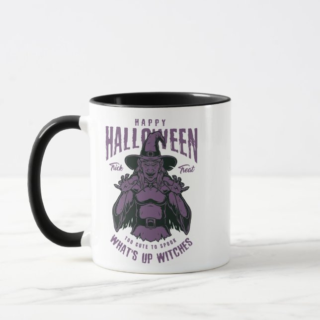 Happy Halloween Hexe Tasse - "Was ist los?" (Links)